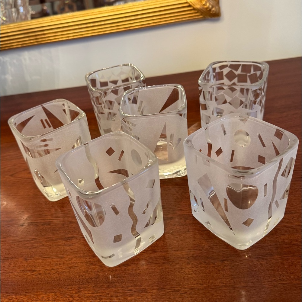 Robert McCandless Vintage Frosted Lowball Glasses Set of 6